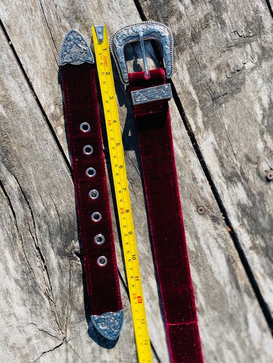 B-Low the Belt 2-buckle Metallic Red Velvet Great Gatsby Luxury Styled Belt S main image 15